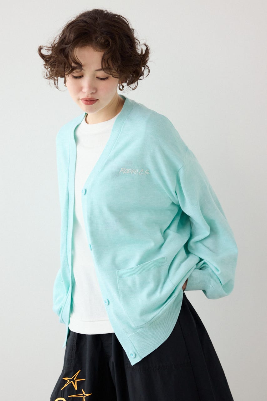 【SS先行アイテム】ネオンカラーロゴニットカーディガン L/BLU FREE