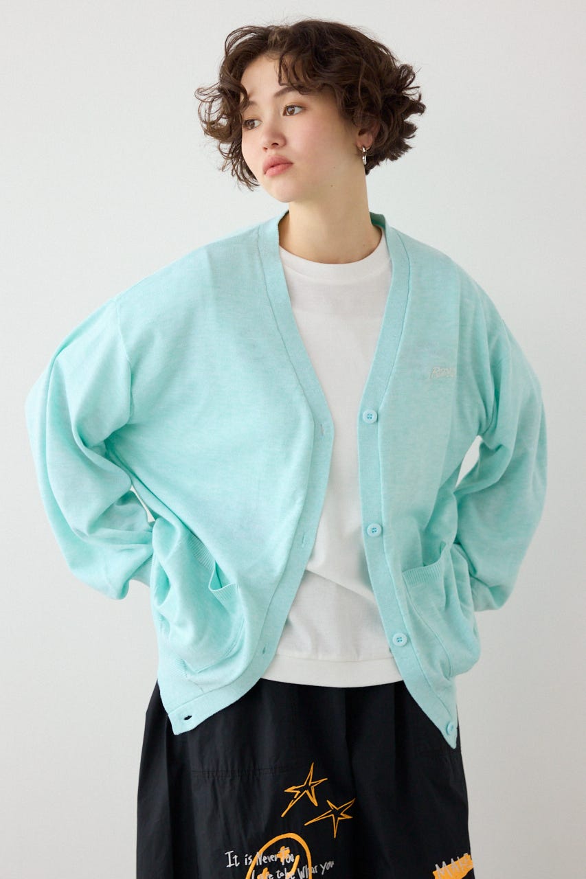 【SS先行アイテム】ネオンカラーロゴニットカーディガン L/BLU FREE