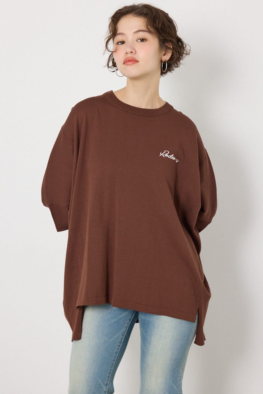 ドッキングドルマンビッグニットトップス BRN FREE