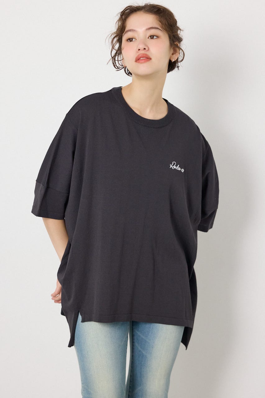 ドッキングドルマンビッグニットトップス C.GRY FREE