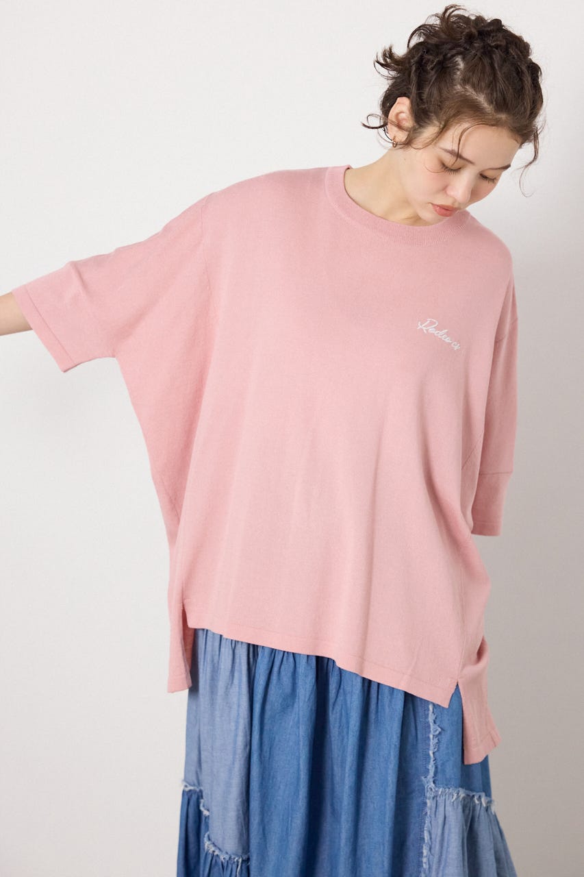 ドッキングドルマンビッグニットトップス L/PNK FREE