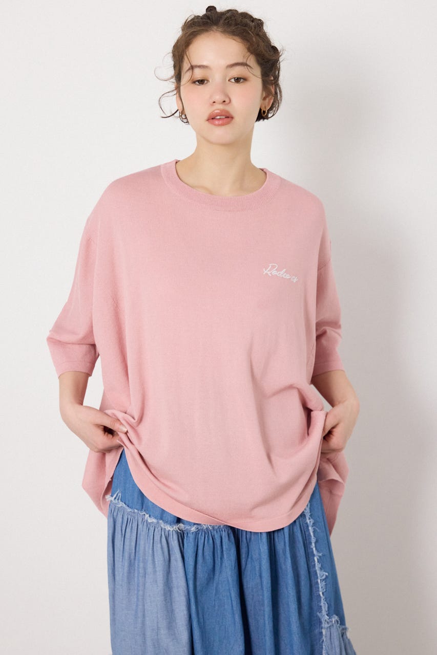 ドッキングドルマンビッグニットトップス L/PNK FREE