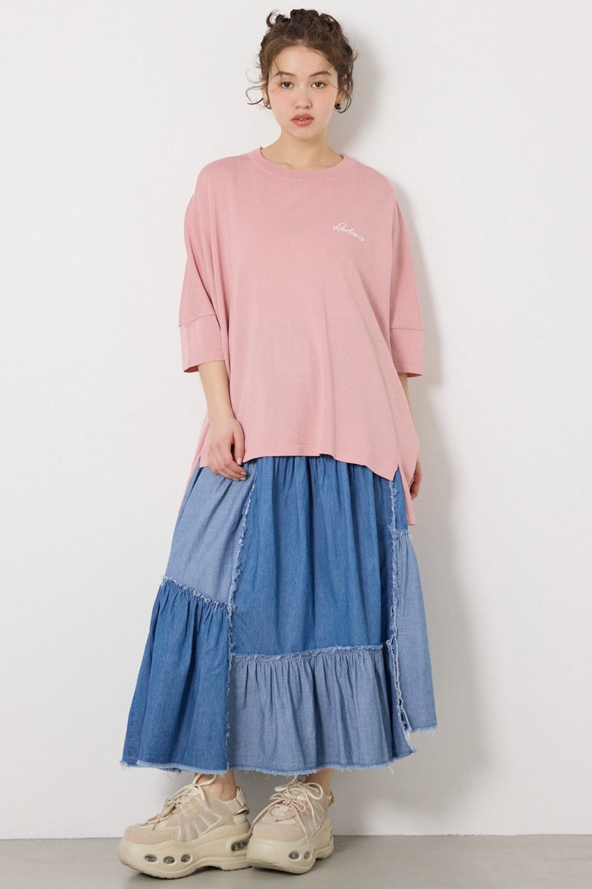 ドッキングドルマンビッグニットトップス L/PNK FREE