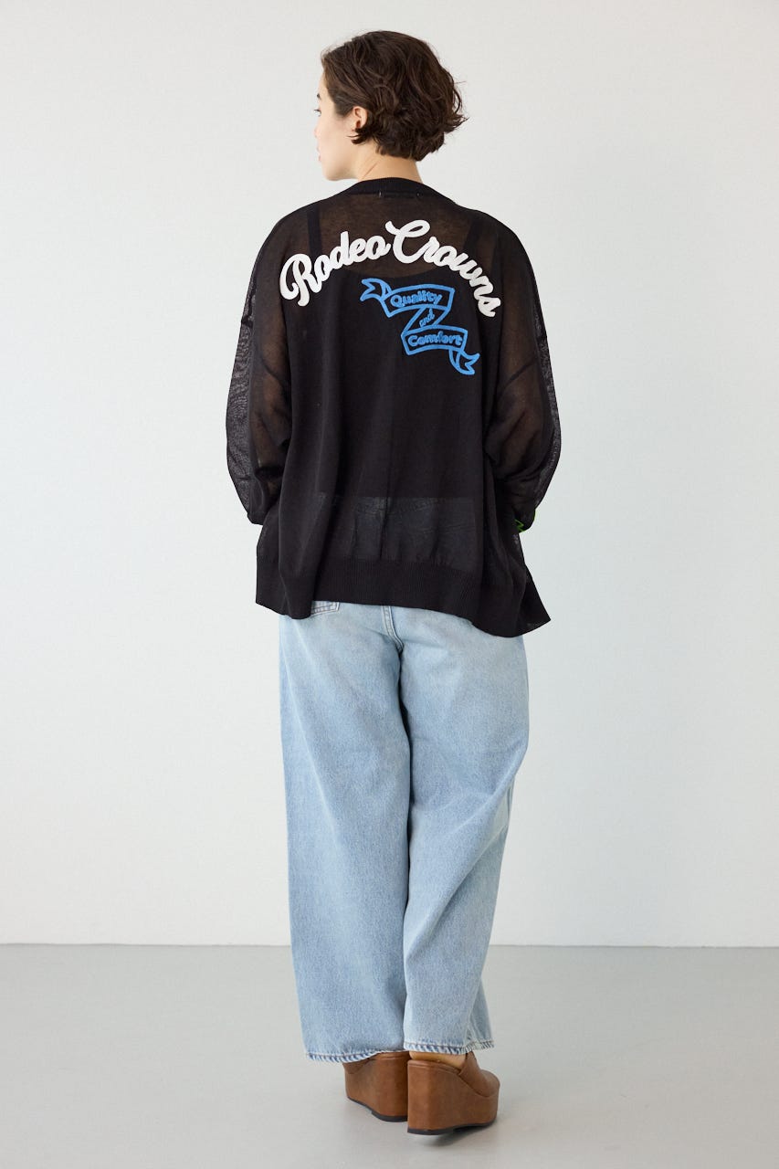 チェーンステッチロゴニットカーディガン BLK FREE