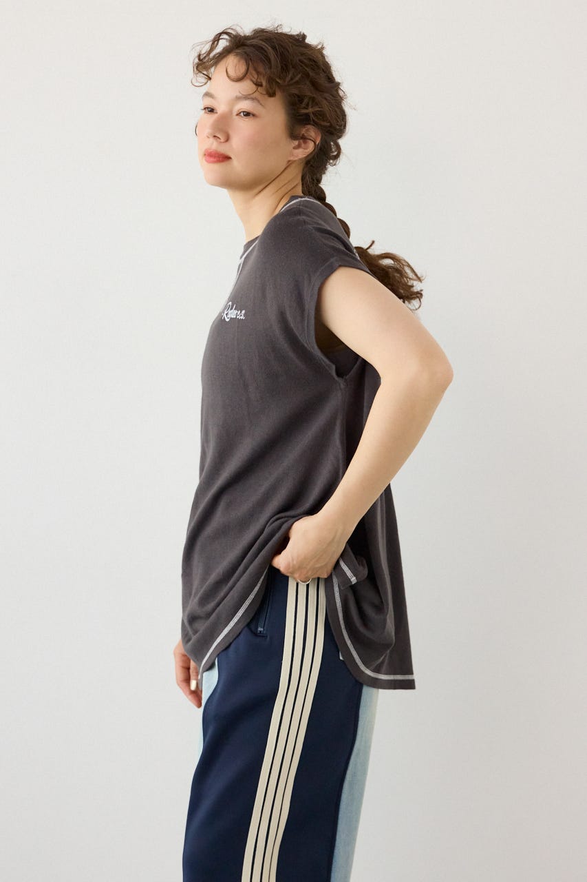 フレンチスリーブロゴニットトップス C.GRY FREE