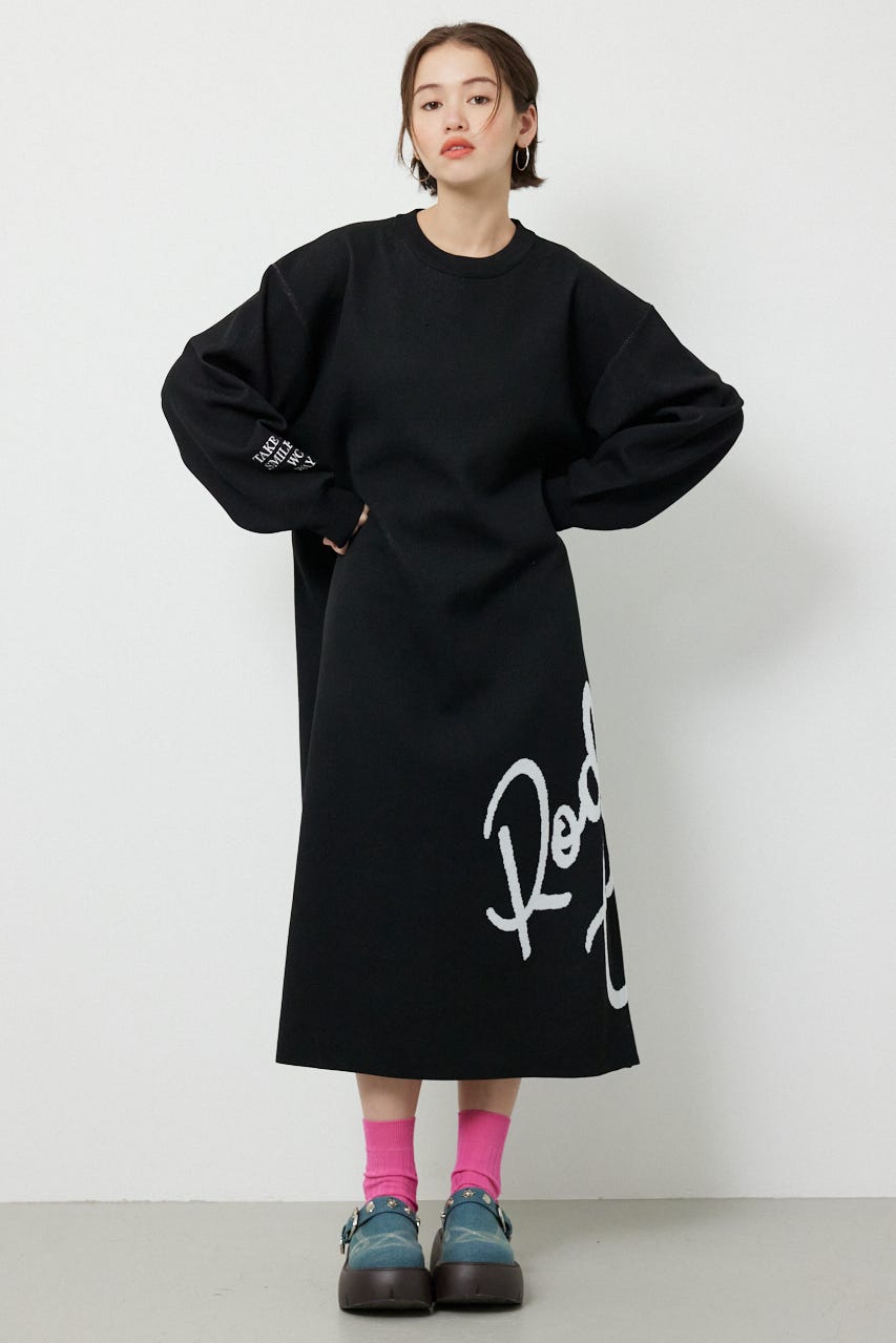 マキシロゴニットワンピース BLK FREE