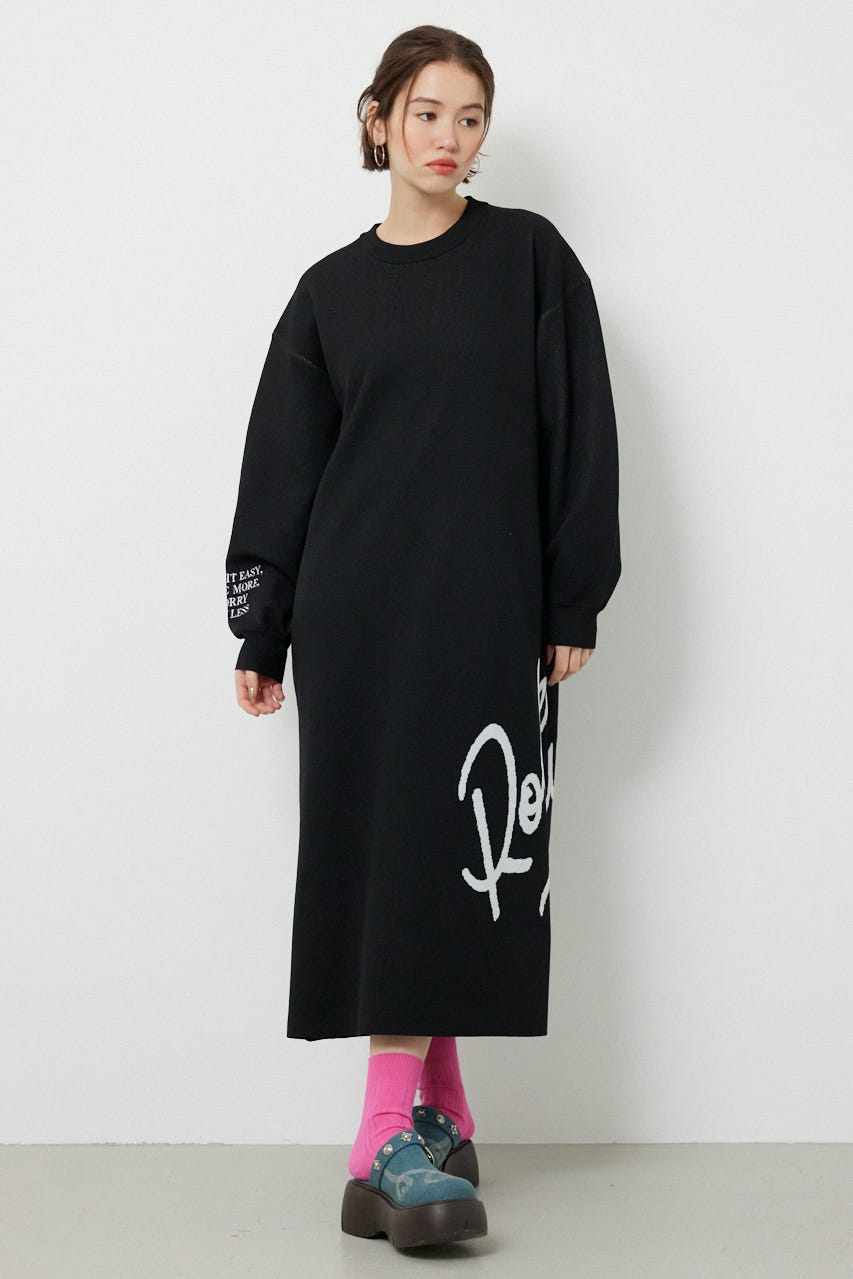 マキシロゴニットワンピース BLK FREE