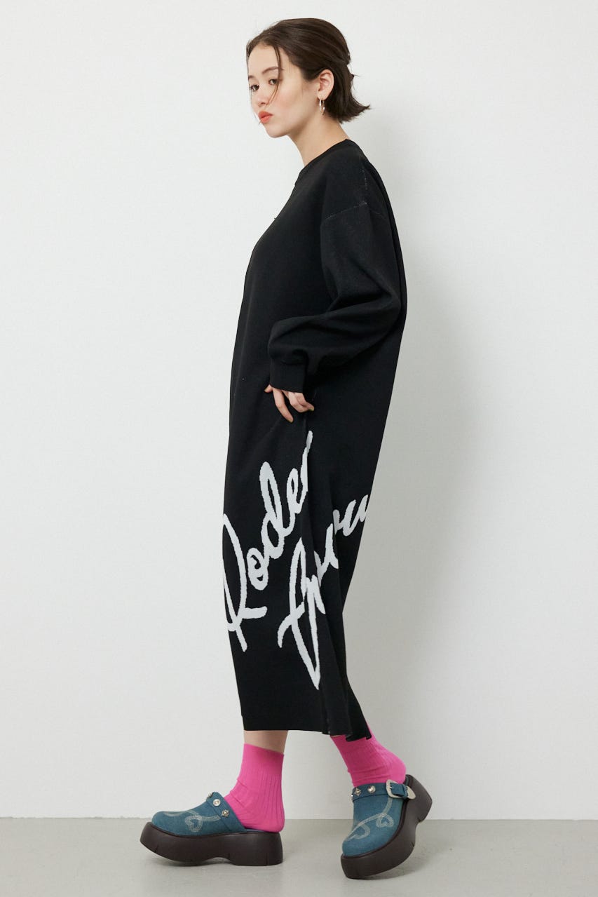 マキシロゴニットワンピース BLK FREE