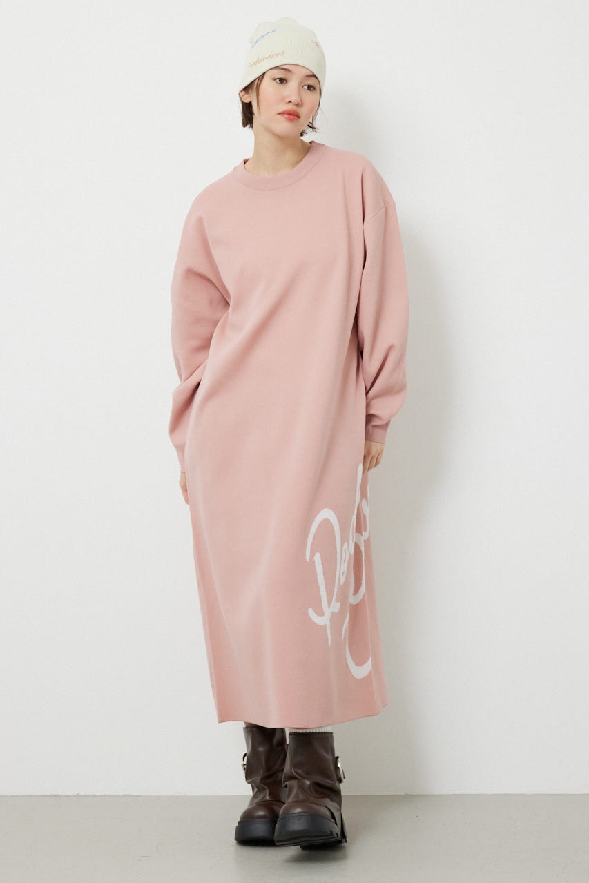 マキシロゴニットワンピース L/PNK FREE