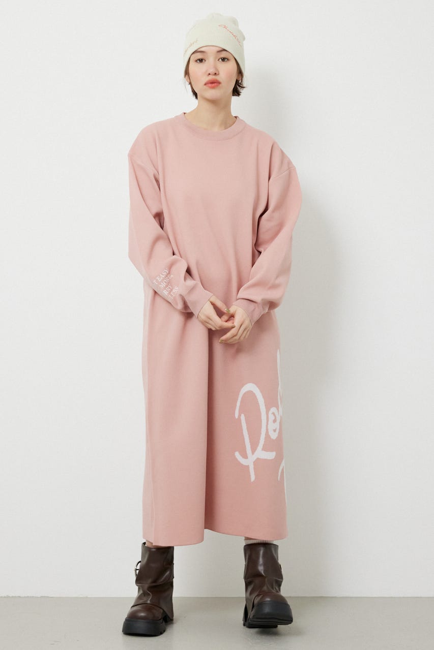 マキシロゴニットワンピース L/PNK FREE