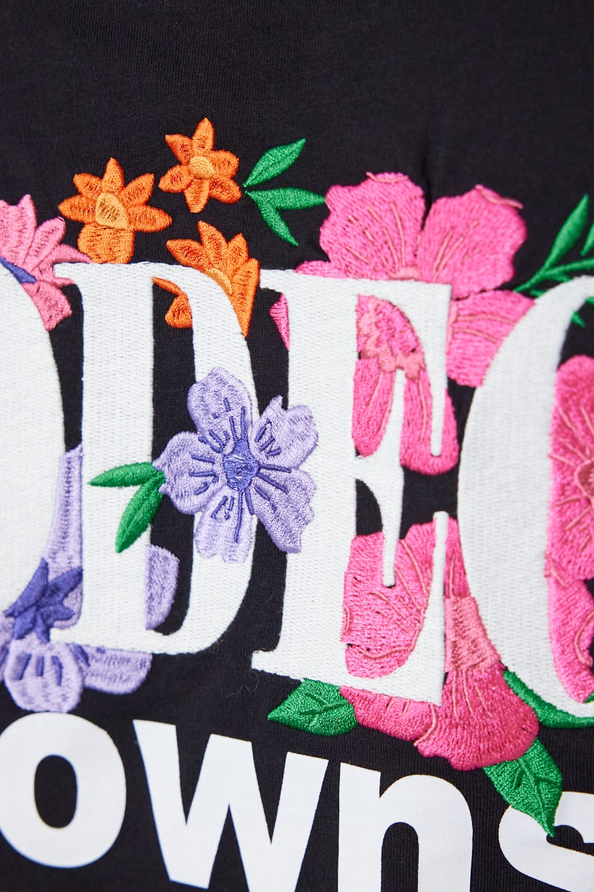 Flower Bloom Embroidery Tシャツ BLK S