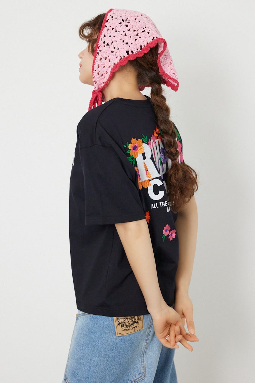 Flower Bloom Embroidery Tシャツ BLK S
