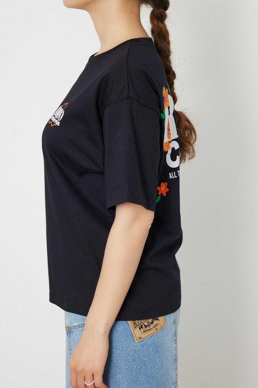 Flower Bloom Embroidery Tシャツ BLK S