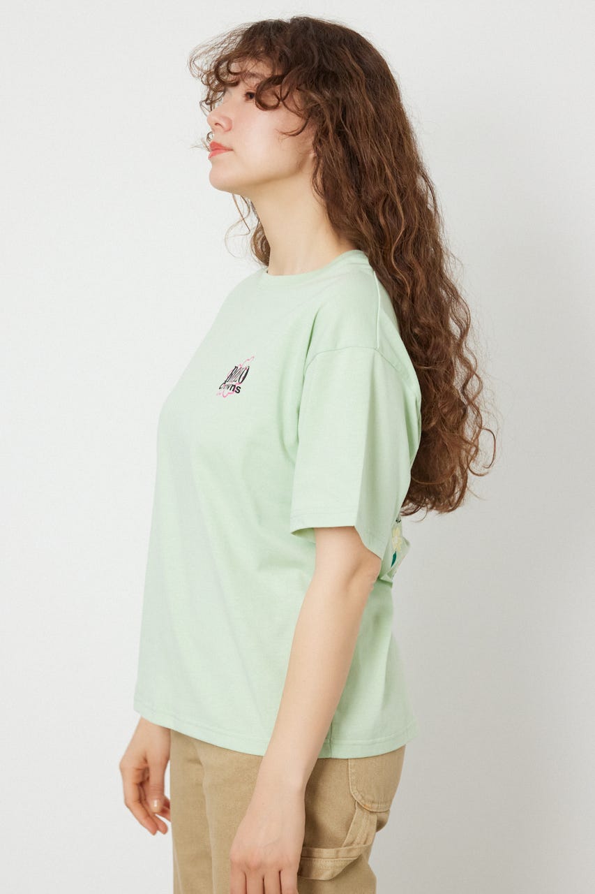 Flower Bloom Embroidery Tシャツ L/GRN S
