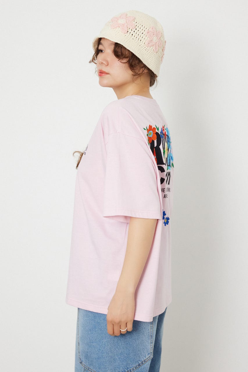 Flower Bloom Embroidery Tシャツ L/PNK S