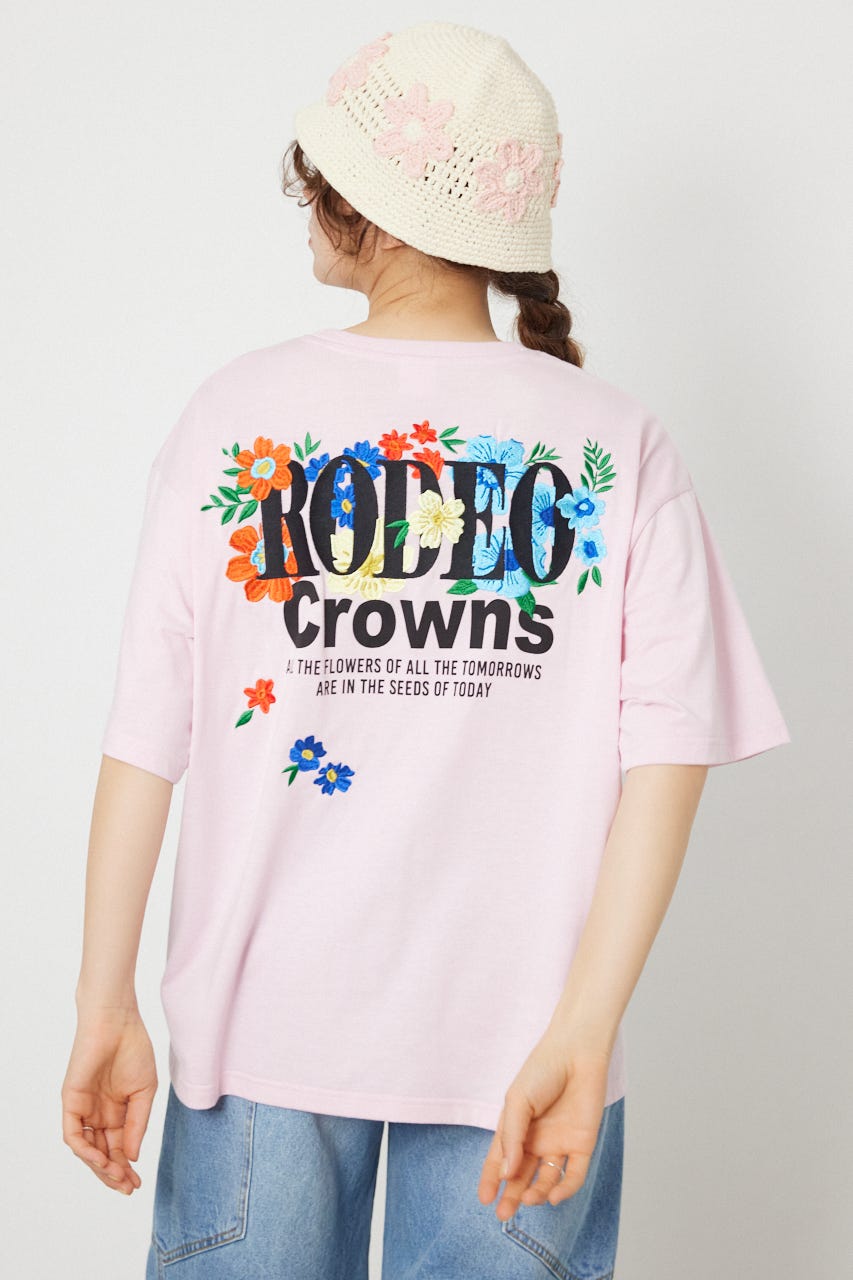 Flower Bloom Embroidery Tシャツ L/PNK S