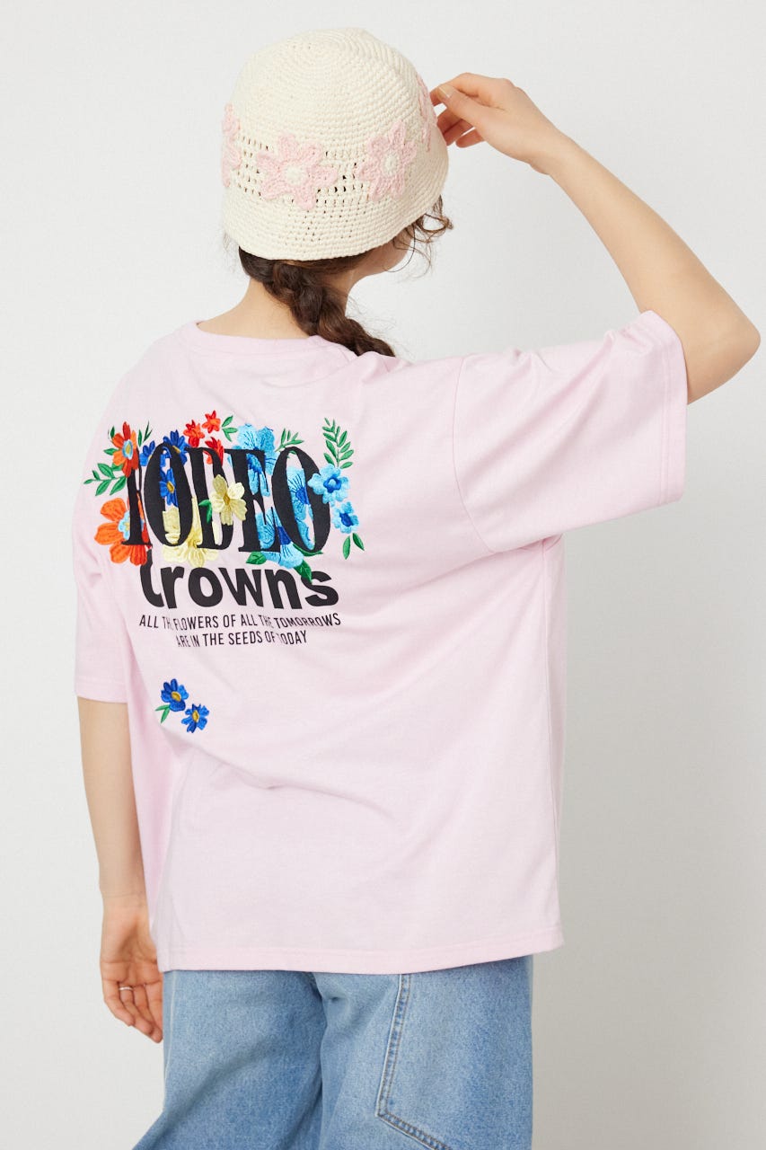 Flower Bloom Embroidery Tシャツ L/PNK S