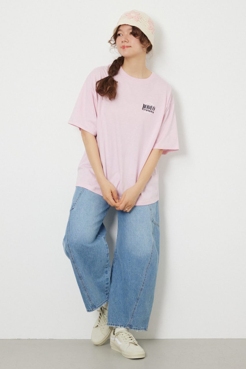 Flower Bloom Embroidery Tシャツ L/PNK S
