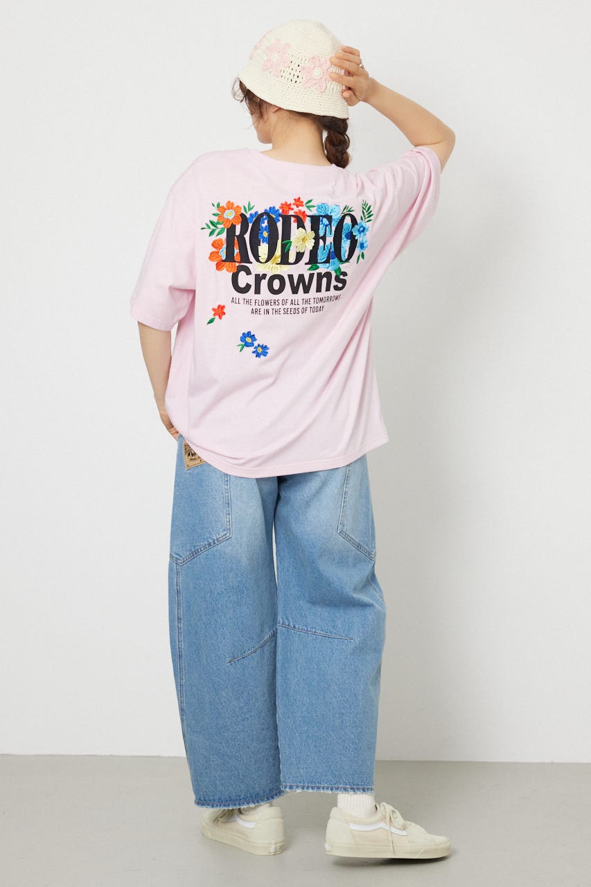 Flower Bloom Embroidery Tシャツ L/PNK S