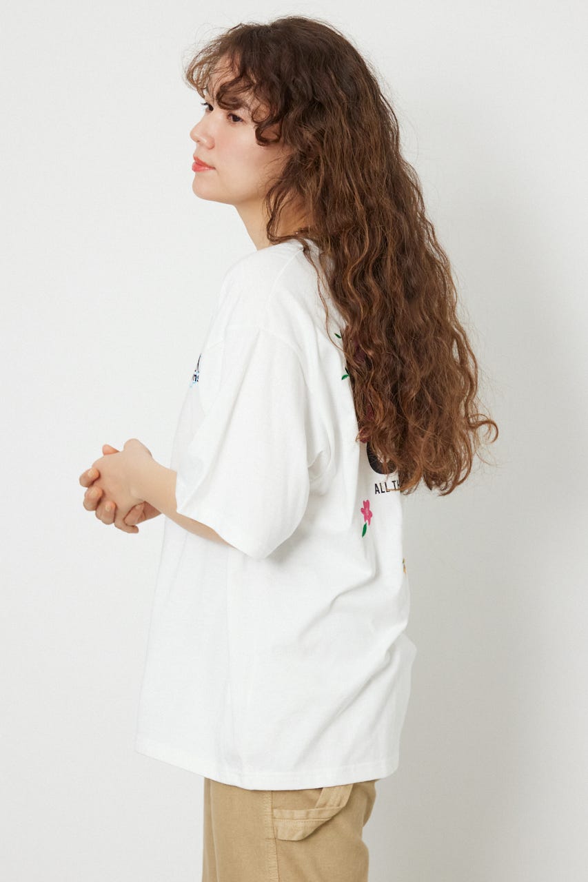 Flower Bloom Embroidery Tシャツ O/WHT S