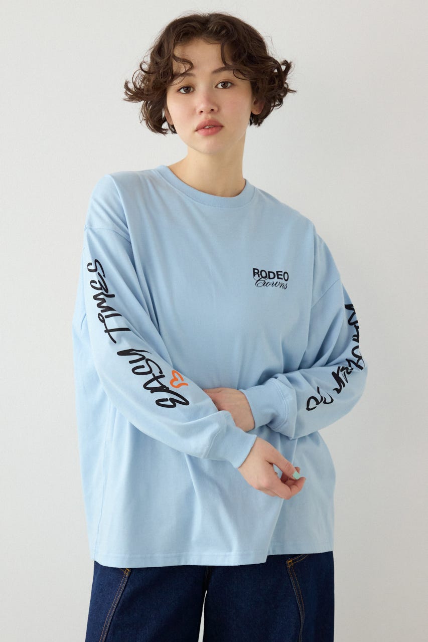 【SS先行アイテム】パッチデザインロングスリーブ Tシャツ SAX FREE