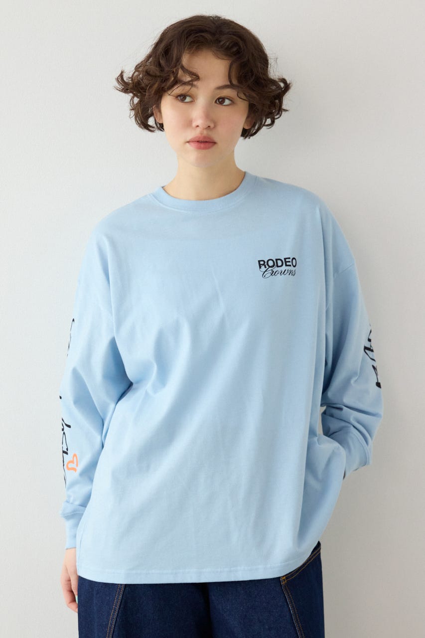 【SS先行アイテム】パッチデザインロングスリーブ Tシャツ SAX FREE