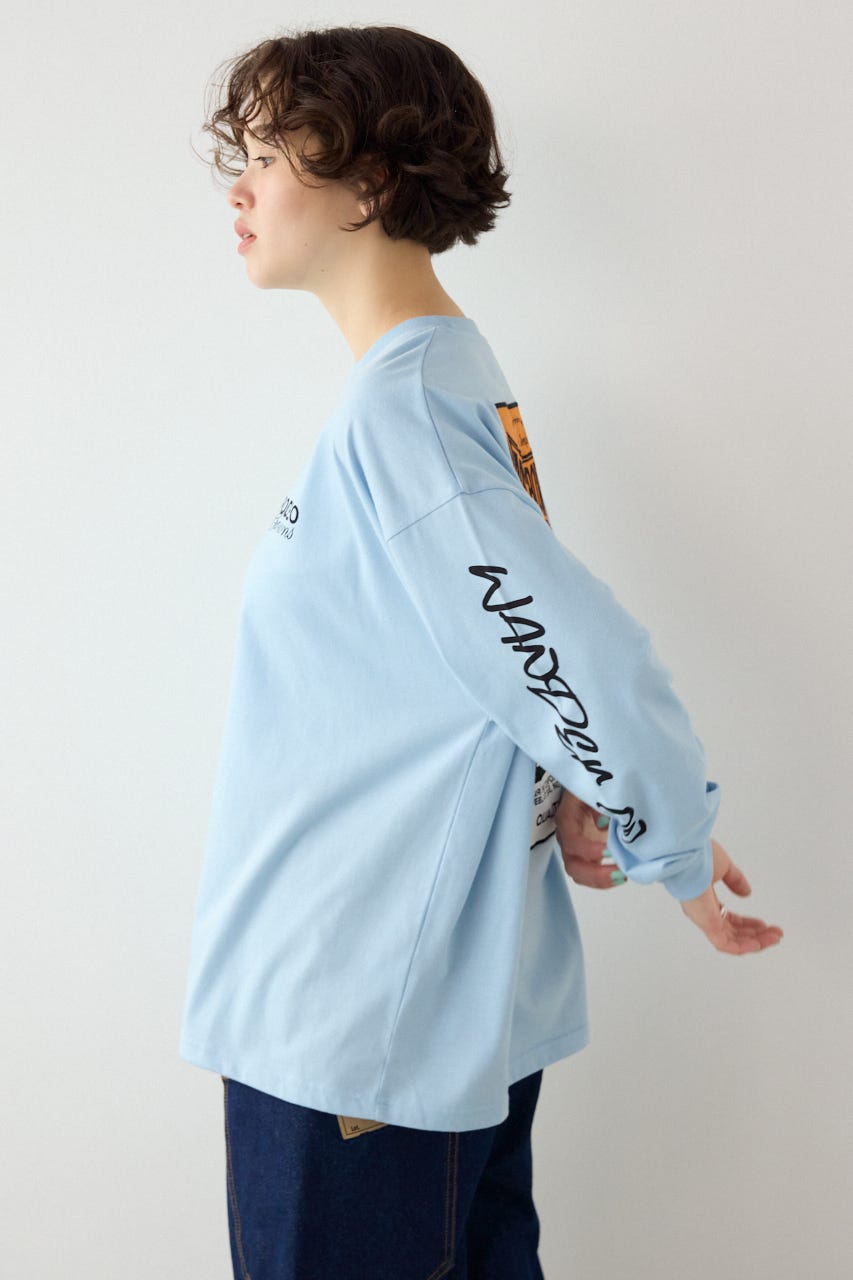 【SS先行アイテム】パッチデザインロングスリーブ Tシャツ SAX FREE