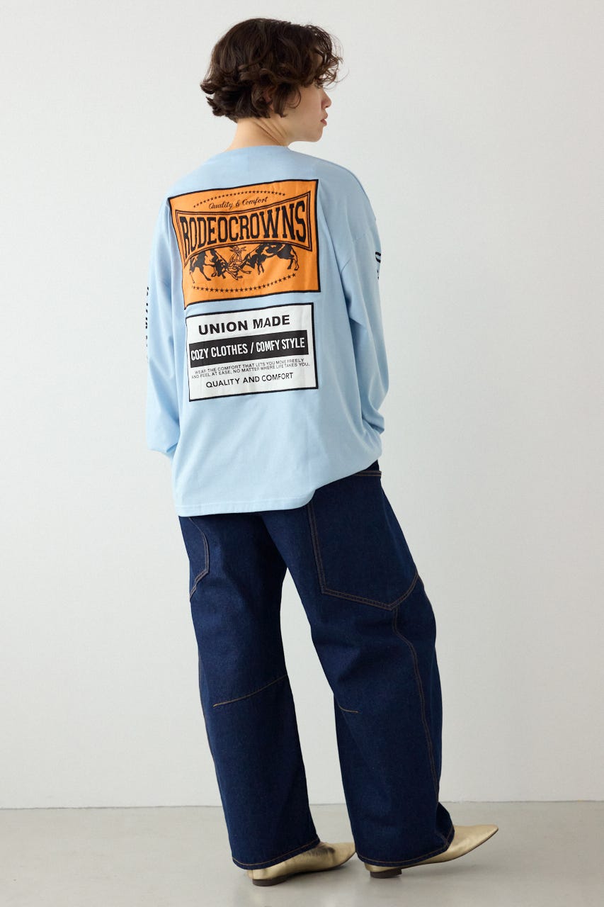 【SS先行アイテム】パッチデザインロングスリーブ Tシャツ SAX FREE