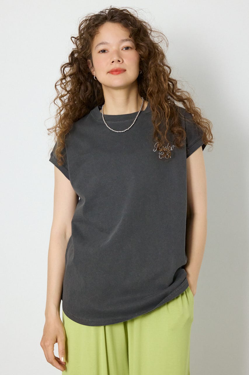 スクリプトロゴノースリーブトップス C.GRY FREE