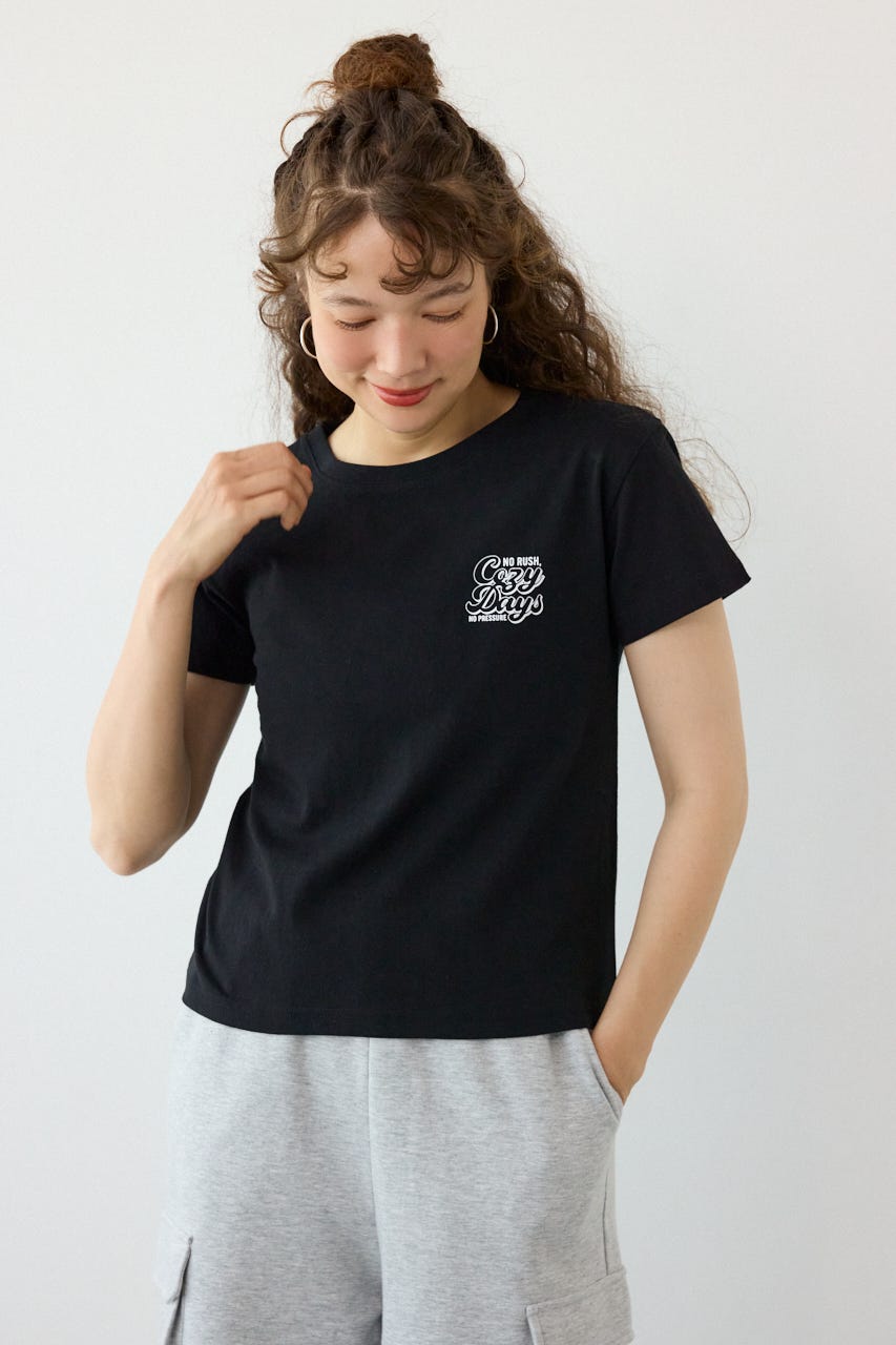 Doodle Cozy days Tシャツ BLK FREE