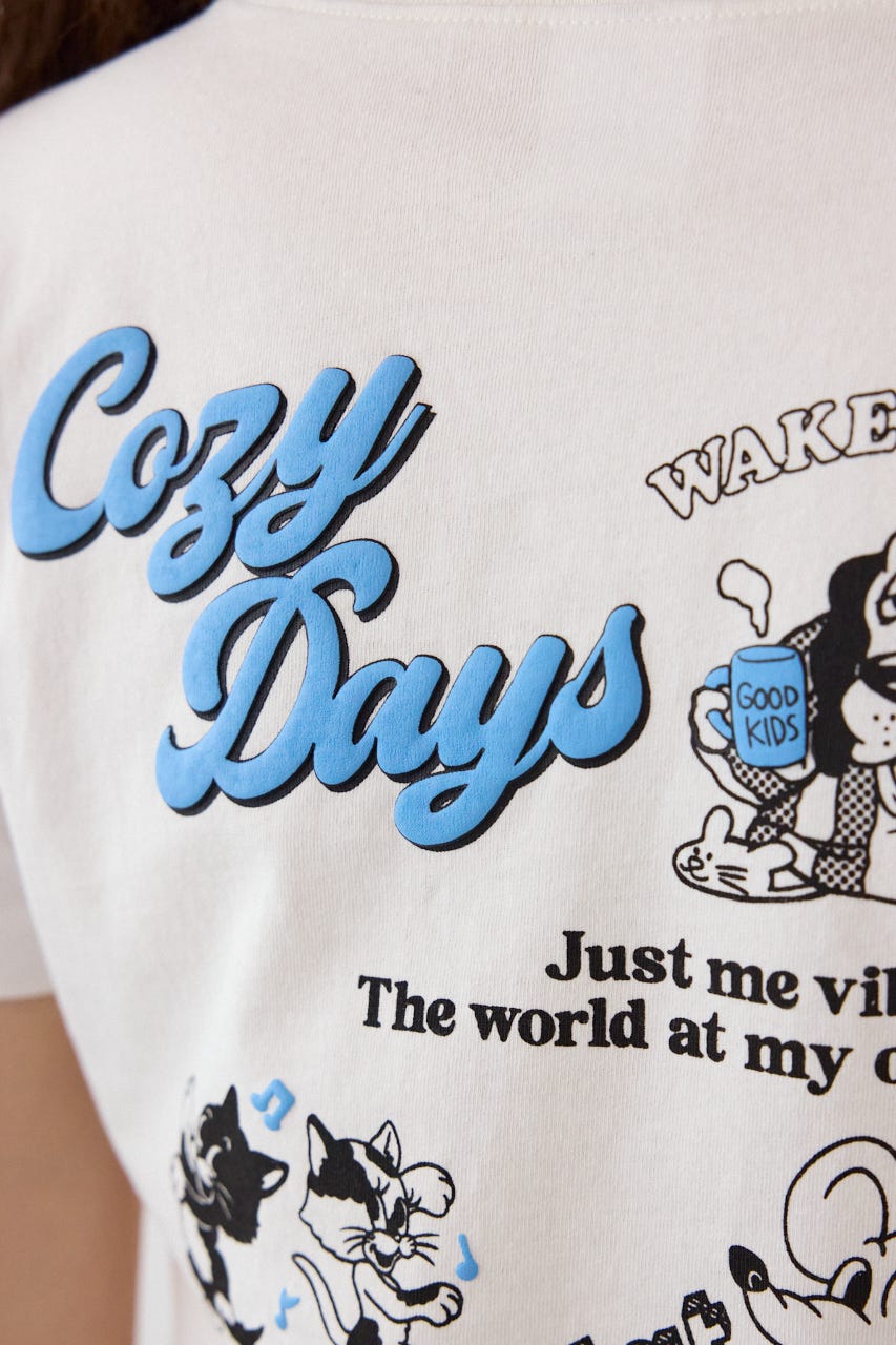 Doodle Cozy days Tシャツ O/WHT FREE