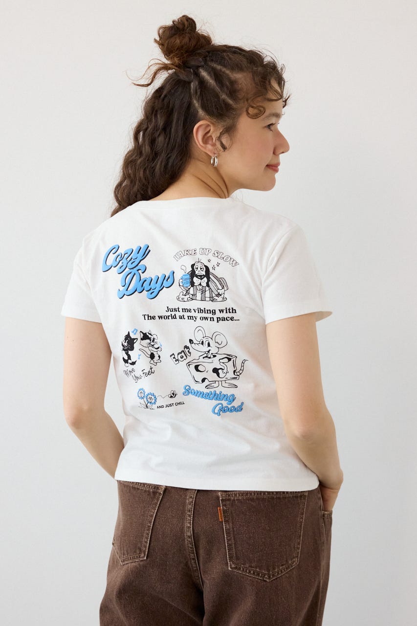 Doodle Cozy days Tシャツ O/WHT FREE