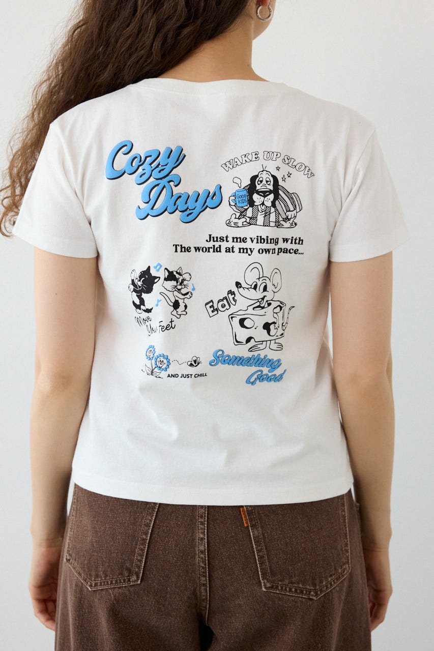 Doodle Cozy days Tシャツ O/WHT FREE