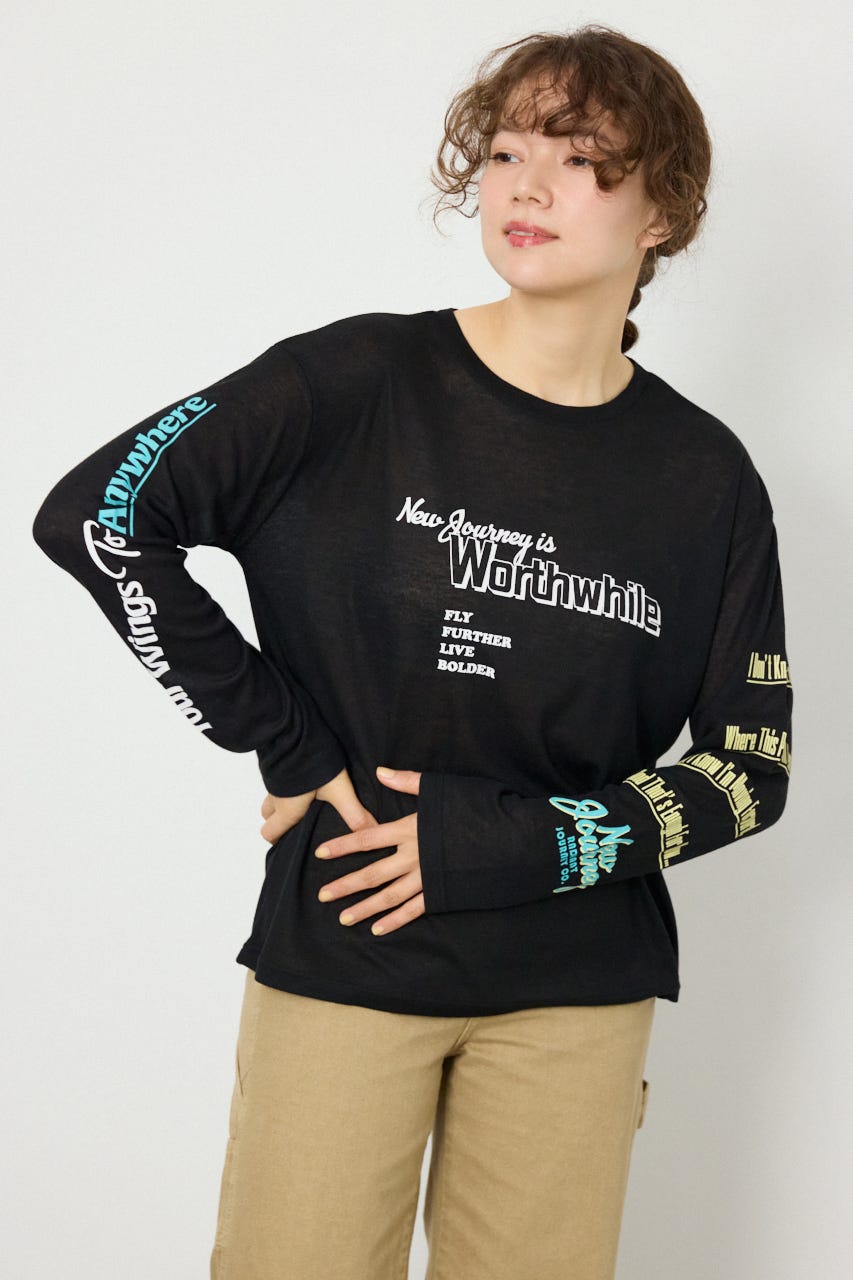 メッセージロングスリーブ Tシャツ BLK FREE