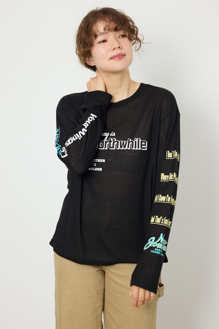メッセージロングスリーブ Tシャツ BLK FREE