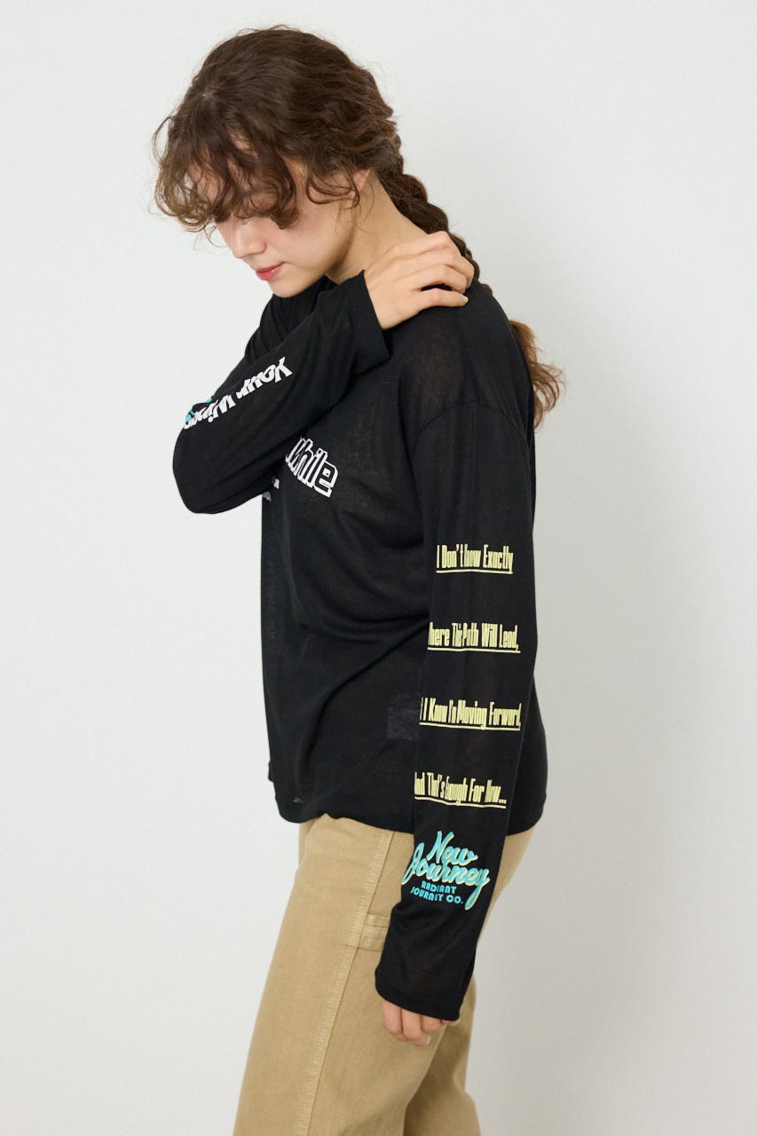 メッセージロングスリーブ Tシャツ BLK FREE