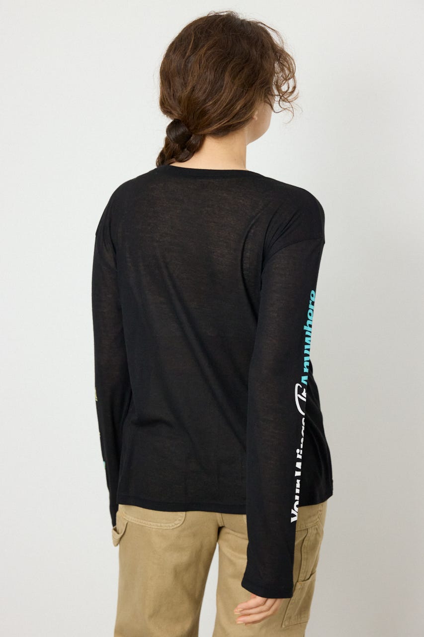 メッセージロングスリーブ Tシャツ BLK FREE