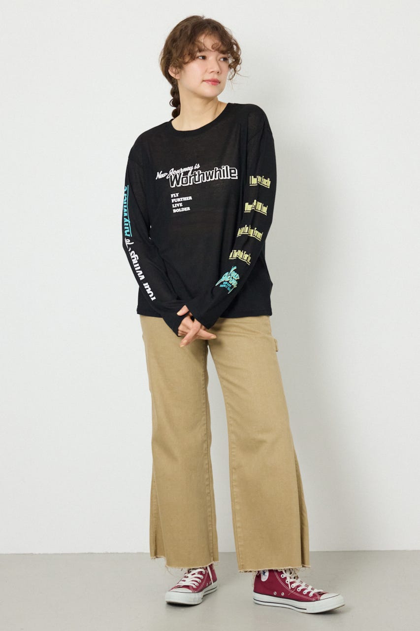 メッセージロングスリーブ Tシャツ BLK FREE