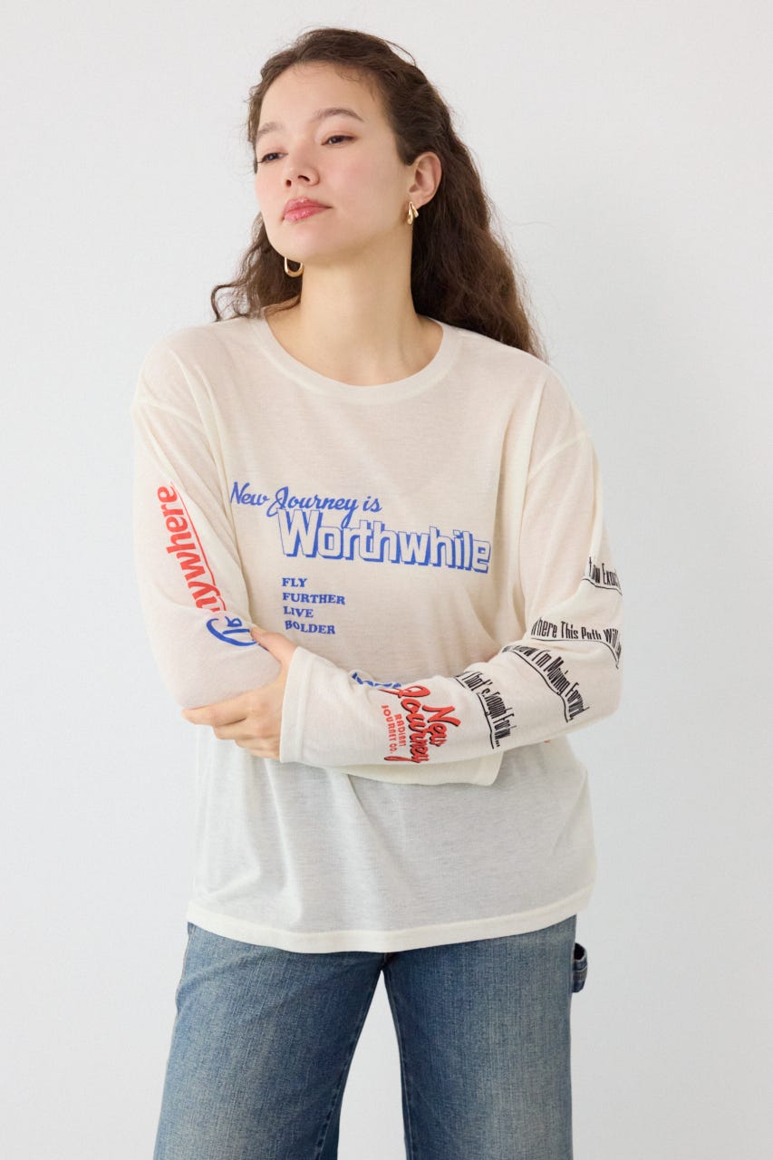メッセージロングスリーブ Tシャツ O/WHT FREE