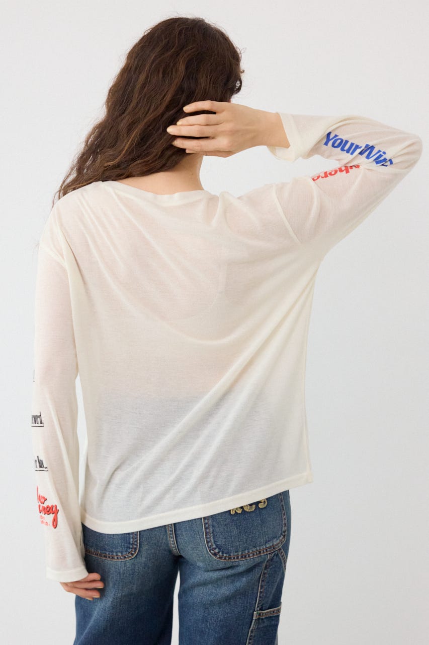 メッセージロングスリーブ Tシャツ O/WHT FREE
