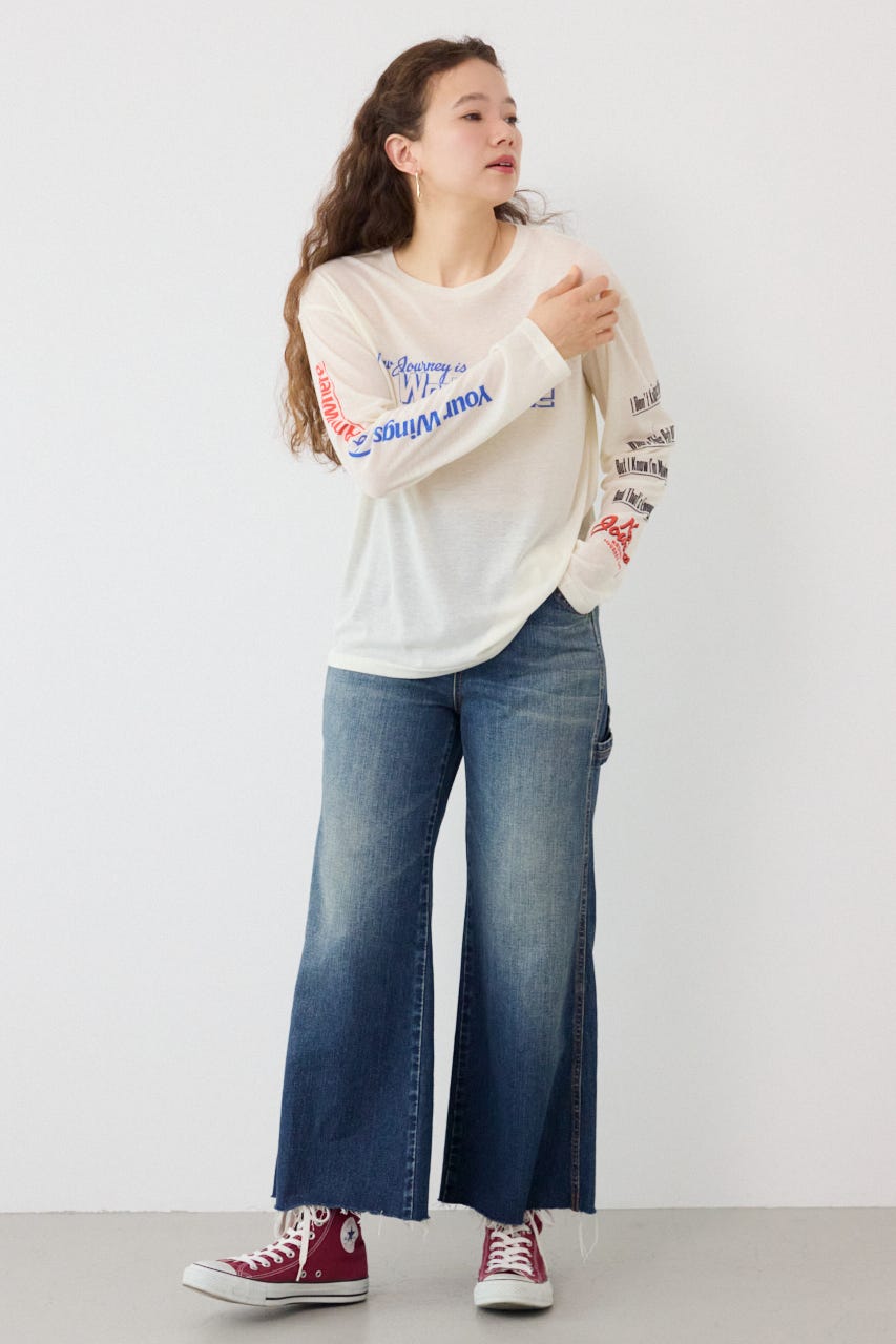 メッセージロングスリーブ Tシャツ O/WHT FREE