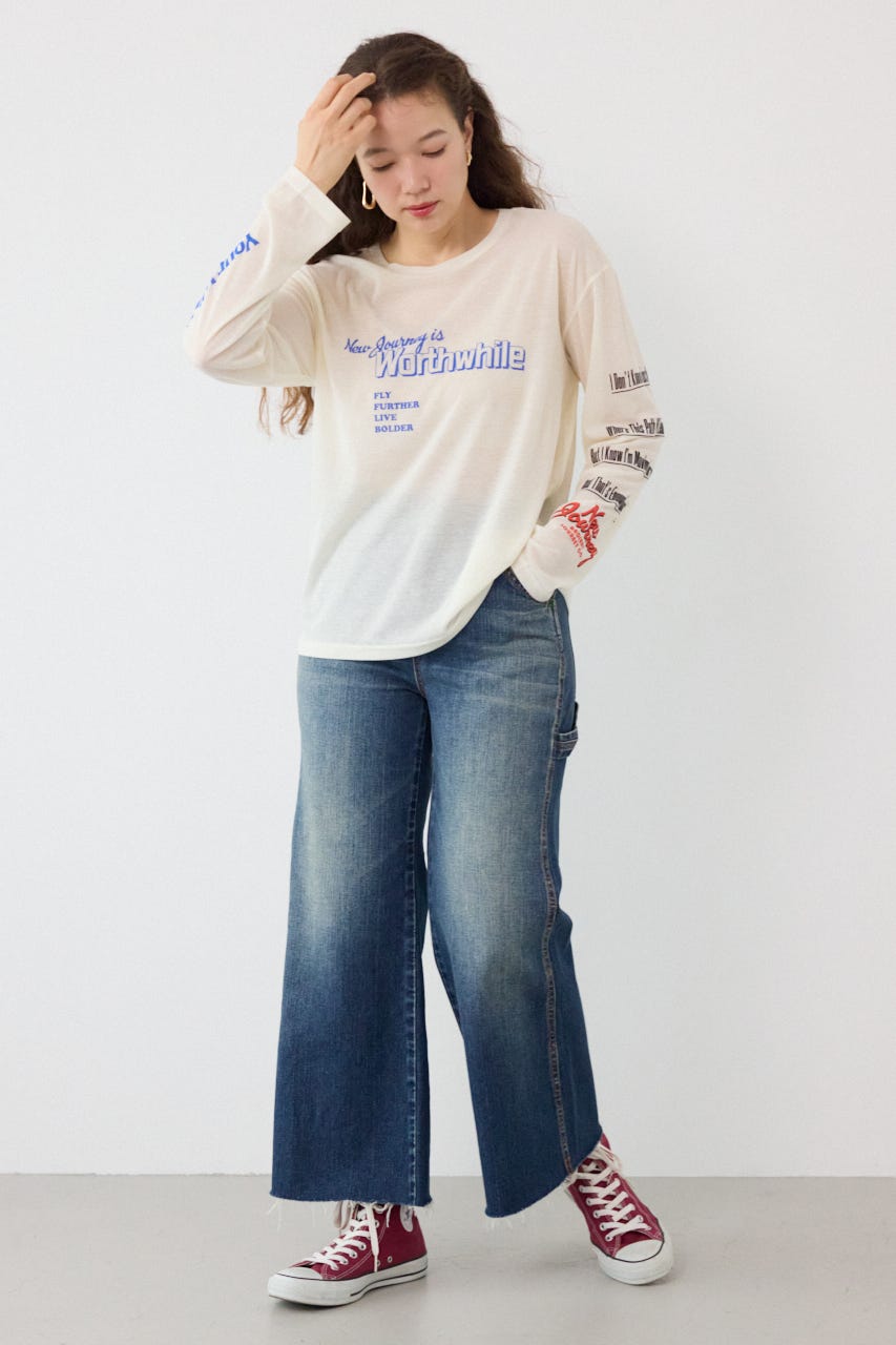 メッセージロングスリーブ Tシャツ O/WHT FREE
