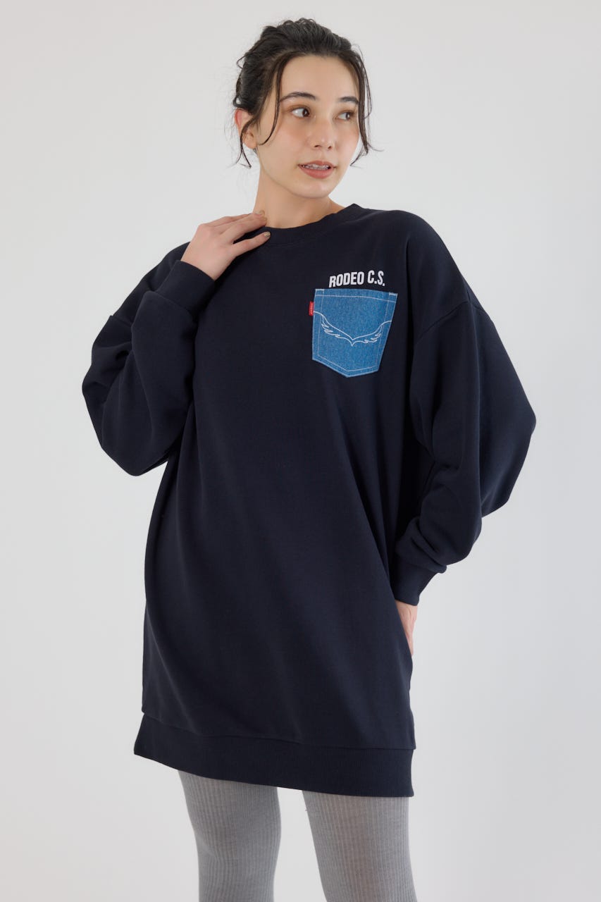 グランジロゴデニムアップリケワンピース BLK FREE