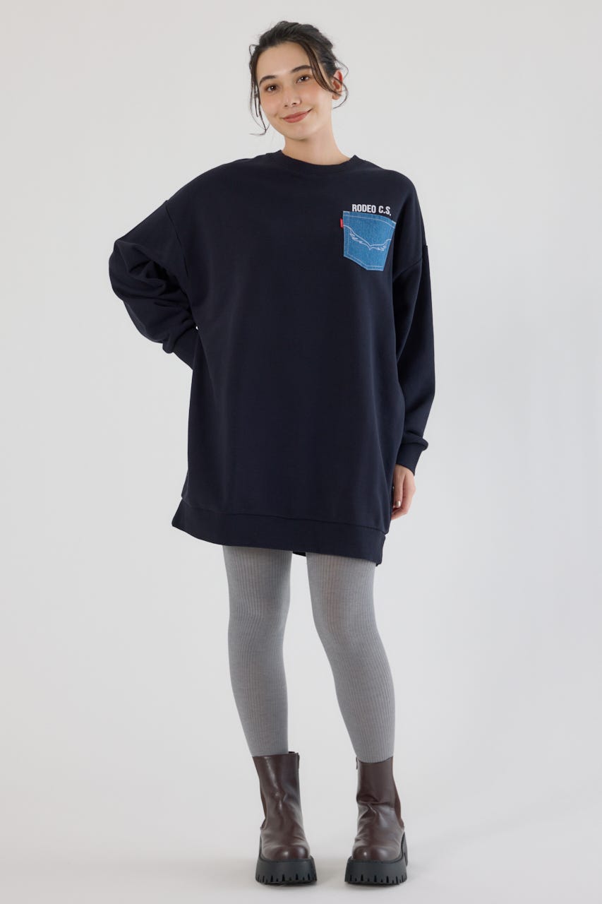 グランジロゴデニムアップリケワンピース BLK FREE