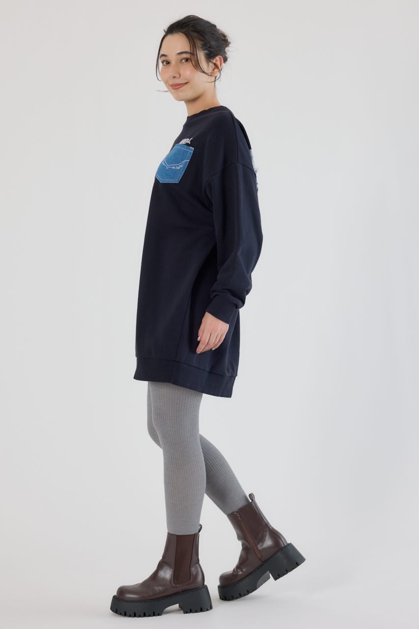 グランジロゴデニムアップリケワンピース BLK FREE