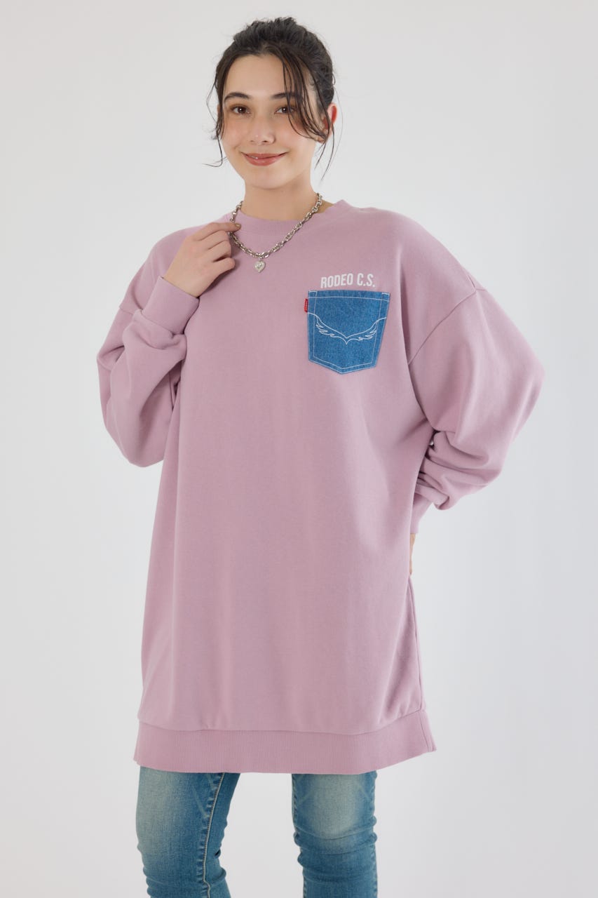 グランジロゴデニムアップリケワンピース L/PNK FREE