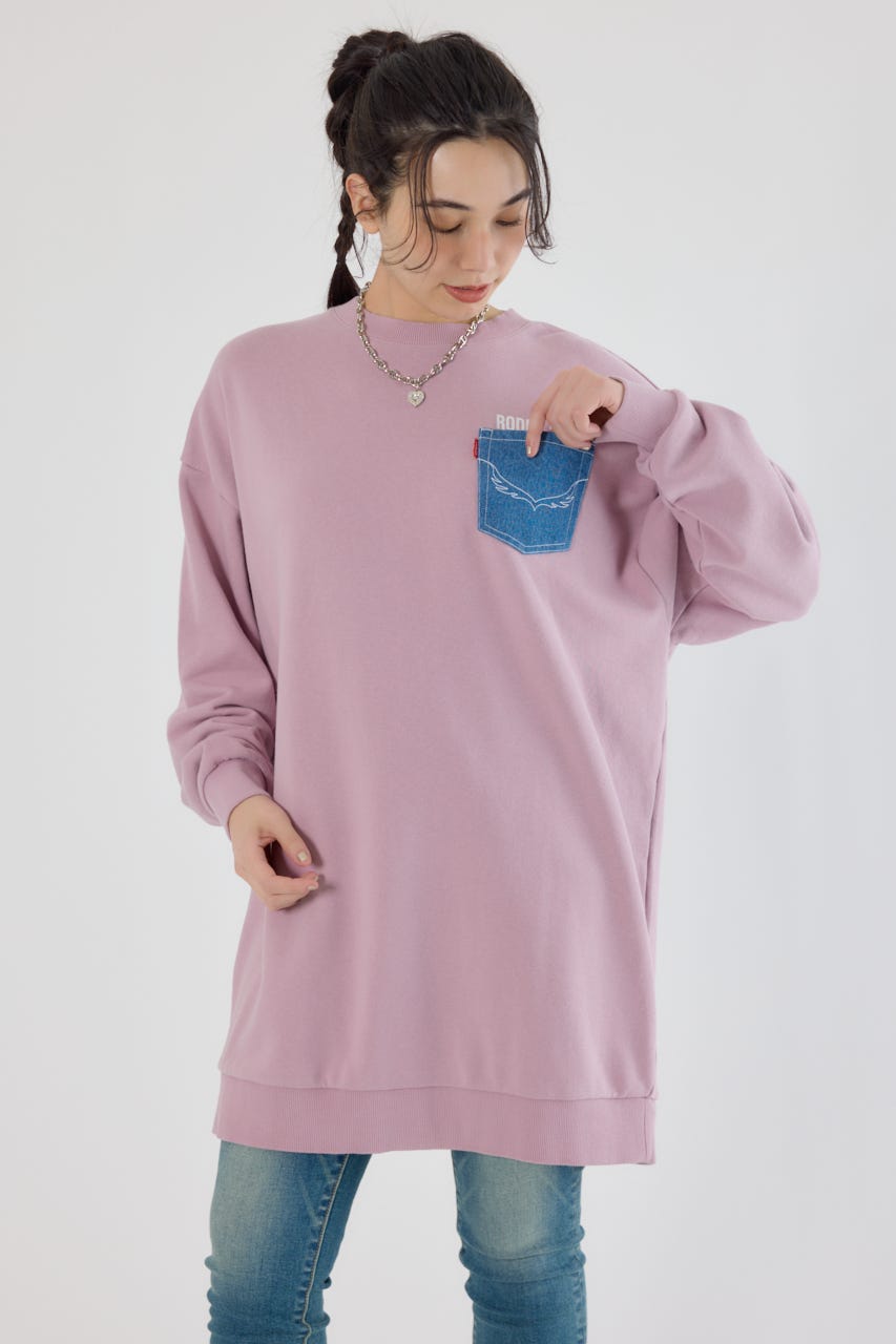 グランジロゴデニムアップリケワンピース L/PNK FREE