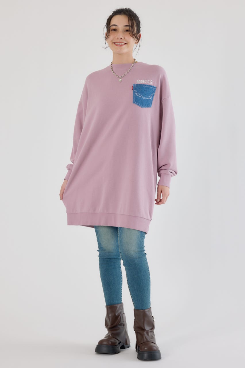 グランジロゴデニムアップリケワンピース L/PNK FREE