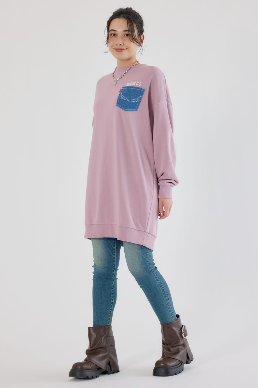 グランジロゴデニムアップリケワンピース L/PNK FREE