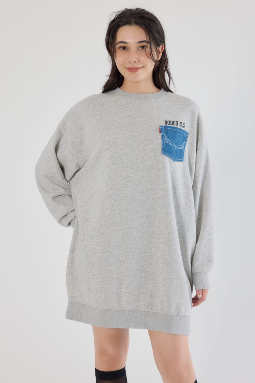 グランジロゴデニムアップリケワンピース L/T.GRY FREE